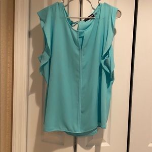 Flutter sleeve light blue blouse